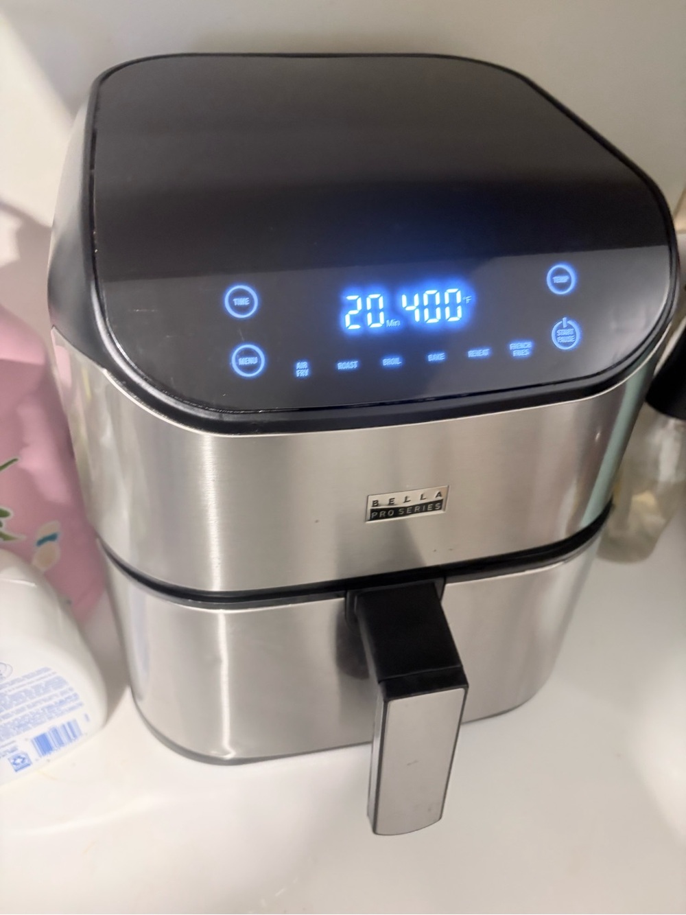 Abella Stainless Steel Air Fryer with Black Touchscreen Top